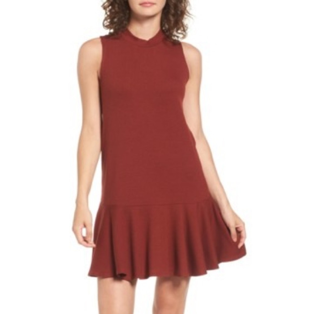 Love, Fire - Ruffle Hem Dress - Fired Brick